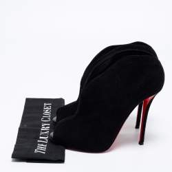 Pre Owned Christian Louboutin Black Suede Chester Fille Ankle Booties Size 41