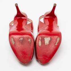 Pre Owned Christian Louboutin Red Glitter Patent Leather No Prive Slingback Sandals Size 41
