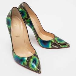 Pre Owned Christian Louboutin Tri Color Snakeskin Leather So Kate Pumps Size 41