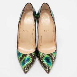 Pre Owned Christian Louboutin Tri Color Snakeskin Leather So Kate Pumps Size 41