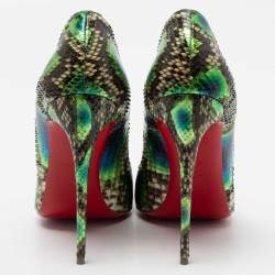 Pre Owned Christian Louboutin Tri Color Snakeskin Leather So Kate Pumps Size 41