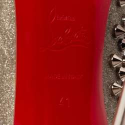 Pre Owned Christian Louboutin Gold Glitter Follies Spikes Pumps Size 41