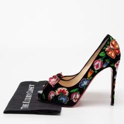 Pre Owned Christian Louboutin Multicolor Embroidered Velvet Folklo Pumps Size 41