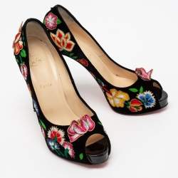 Pre Owned Christian Louboutin Multicolor Embroidered Velvet Folklo Pumps Size 41
