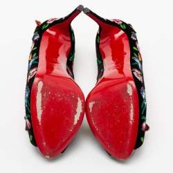 Pre Owned Christian Louboutin Multicolor Embroidered Velvet Folklo Pumps Size 41