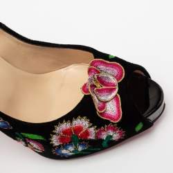Pre Owned Christian Louboutin Multicolor Embroidered Velvet Folklo Pumps Size 41