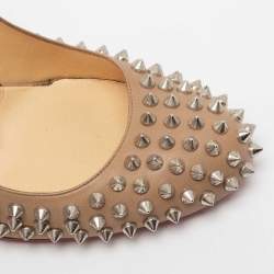 Pre Owned Christian Louboutin Beige Leather Fifi Spikes Pumps Size 41