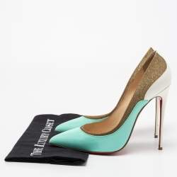 Pre Owned Christian Louboutin Tri-Color Patent Leather and Glitter Tucsick Pumps Size 41