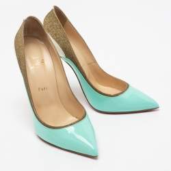 Pre Owned Christian Louboutin Tri-Color Patent Leather and Glitter Tucsick Pumps Size 41