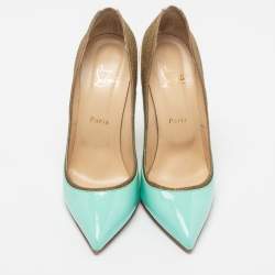 Pre Owned Christian Louboutin Tri-Color Patent Leather and Glitter Tucsick Pumps Size 41