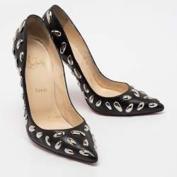 مملوكة مسب قًا حذاء كعب عالي كريستيان لوبوتان جلد أسود مزخرف مفاس 41