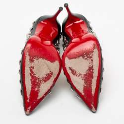 مملوكة مسبقًا حذاء كعب عالي كريستيان لوبوتان جلد أسود مزخرف مفاس 41