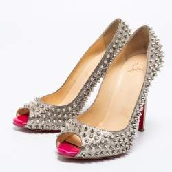 Christian Louboutin Glitter Silver Flo Spike Pumps