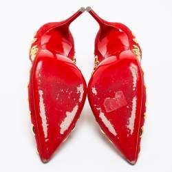 Pre Owned Christian Louboutin Red Suede Embellished Pumps Size 41