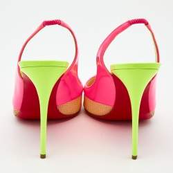 Christian Louboutin Multicolor Patent Leather and Mesh Miluna Slingback Sandals Size 41