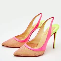 Christian Louboutin Multicolor Patent Leather and Mesh Miluna Slingback Sandals Size 41