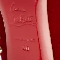 Pre Owned Christian Louboutin Red Velvet Studded Billy Pumps Size 40