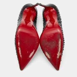 Pre Owned Christian Louboutin Black Python Leather So Kate Pumps Size 41