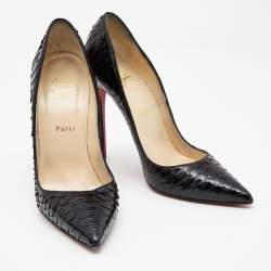 Pre Owned Christian Louboutin Black Python Leather So Kate Pumps Size 41
