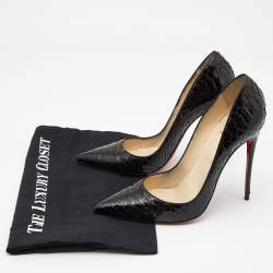 Pre Owned Christian Louboutin Black Python Leather So Kate Pumps Size 41