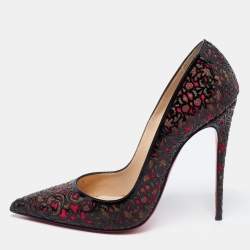 Pre Owned Christian Louboutin Tricolor Laser Cut Patent Leather And Suede So Pretty Pumps Size 41