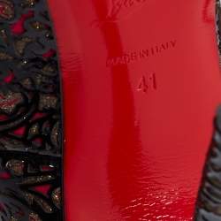 Pre Owned Christian Louboutin Tricolor Laser Cut Patent Leather And Suede So Pretty Pumps Size 41