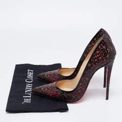 Pre Owned Christian Louboutin Tricolor Laser Cut Patent Leather And Suede So Pretty Pumps Size 41