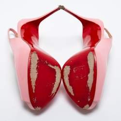 Christian Louboutin Pink Patent Leather Private Number Slingback Sandals Size 41