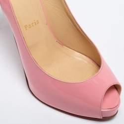 Christian Louboutin Pink Patent Leather Private Number Slingback Sandals Size 41