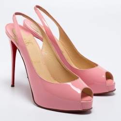 Christian Louboutin Pink Patent Leather Private Number Slingback Sandals Size 41