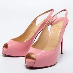 Christian Louboutin Pink Patent Leather Private Number Slingback Sandals Size 41