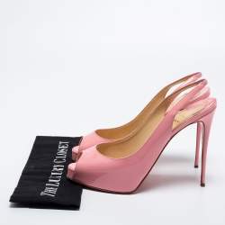 Christian Louboutin Pink Patent Leather Private Number Slingback Sandals Size 41