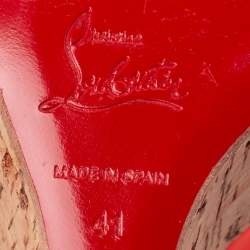 Pre Owned صندل كريستيان لوبوتان جلد برتقالي زاهي نعل روكي سميك من الفيلين مقدمة مفتوحة فتحة كعب مقاس 41