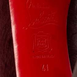 Christian Louboutin Burgundy Calf Hair Altadama Astrakhan Peep Toe Pumps Size 41