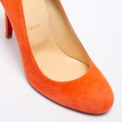 Pre Owned Christian Louboutin Orange Suede Simple Pumps Size 40.5