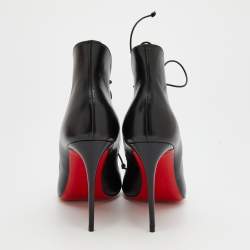 Pre Owned Christian Louboutin Black Leather Mega Vamp Peep Toe Pumps Size 39