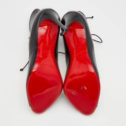 Pre Owned Christian Louboutin Black Leather Mega Vamp Peep Toe Pumps Size 39
