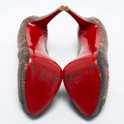 Pre Owned Christian Louboutin Brown/Beige Water Snake Altadama Platform Pumps Size 41