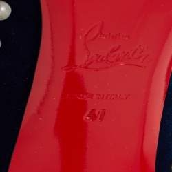 Pre Owned حذاء كعب عالي كريستيان لوبوتان إيكليبس بيللي قطيفة أزرق ميد نايت  مرصع مقاس 41