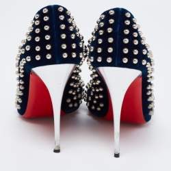 Pre Owned حذاء كعب عالي كريستيان لوبوتان إيكليبس بيللي قطيفة أزرق ميد نايت  مرصع مقاس 41