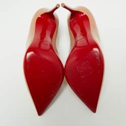 Pre Owned Christian Louboutin Beige Patent Leather Hot Chick Pointed Toe Pumps Size 38