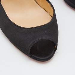 Christian Louboutin Black Satin Gardner Ankle Strap Sandals Size 37