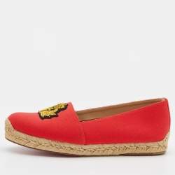 مملوكة مسبقًا حذاء لوفرز كريستيان لوبوتان إسبادريل غالا أحمر مطرز كريست مقاس 36