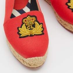 مملوكة مسبقًا حذاء لوفرز كريستيان لوبوتان إسبادريل غالا أحمر مطرز كريست مقاس 36