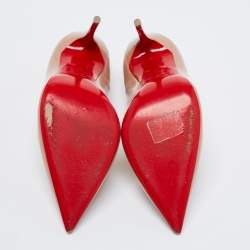 Pre Owned Christian Louboutin Beige Patent Leather So Kate Pumps Size 37