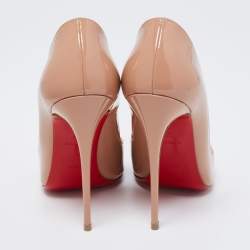 Pre Owned Christian Louboutin Beige Patent Leather So Kate Pumps Size 37