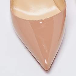 Pre Owned Christian Louboutin Beige Patent Leather So Kate Pumps Size 37