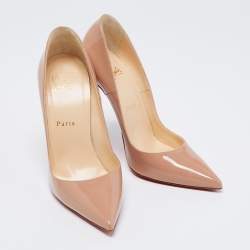 Pre Owned Christian Louboutin Beige Patent Leather So Kate Pumps Size 37