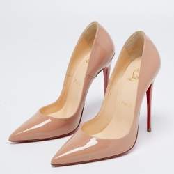 Pre Owned Christian Louboutin Beige Patent Leather So Kate Pumps Size 37