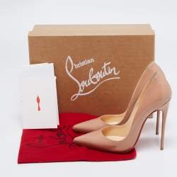 Pre Owned Christian Louboutin Beige Patent Leather So Kate Pumps Size 37